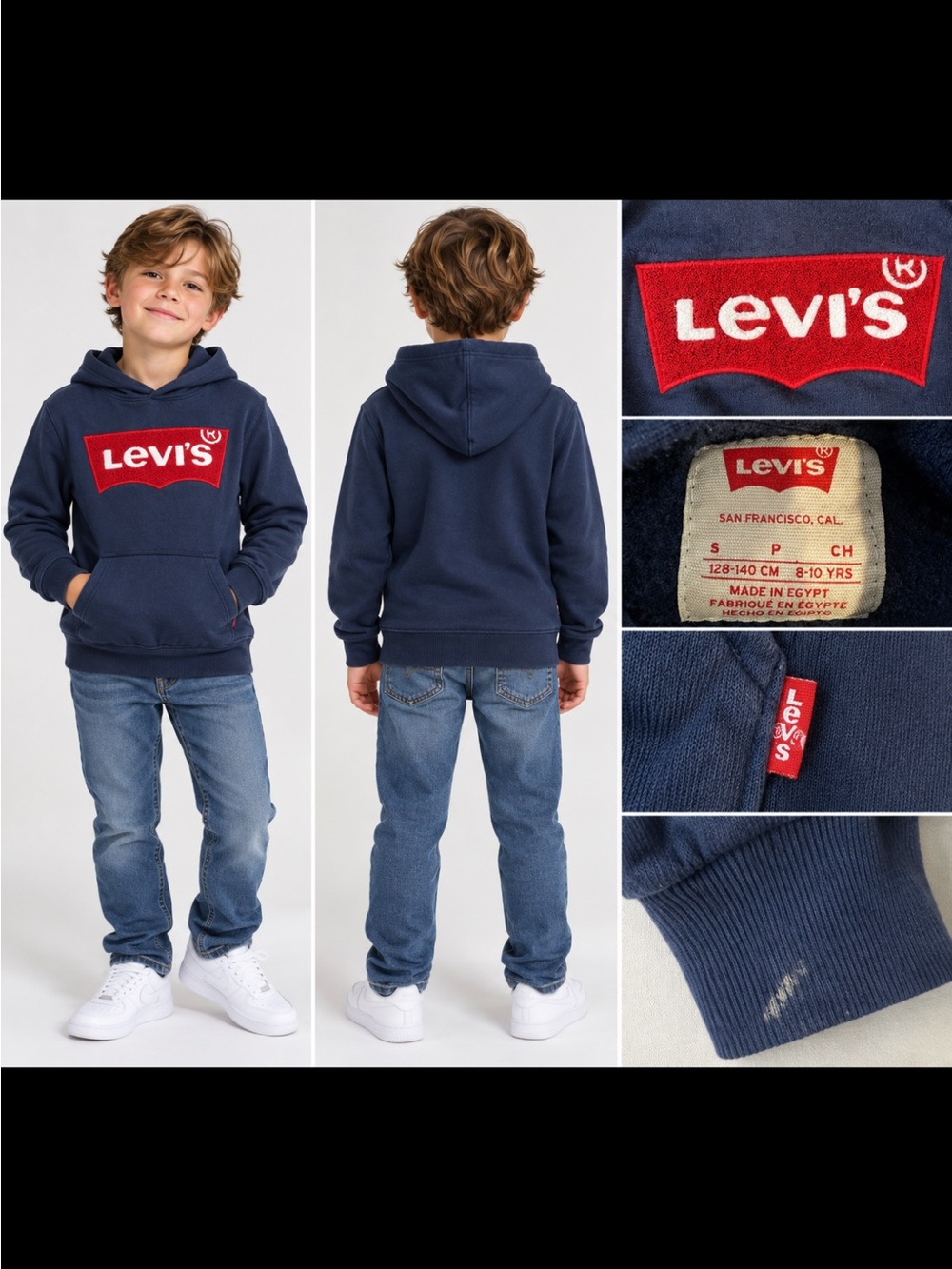 Levi's Navy Hoodie with Red Logo Patch